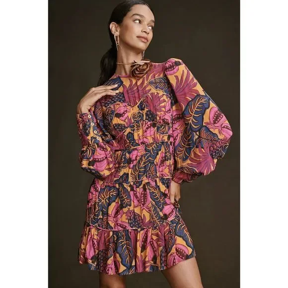 Anthropologie Farm Rio Fruit Dream Long-Sleeve Mini Dress $265 - Picture 2 of 7